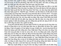 Thư chúc mừng kỷ niệm 92 năm ngày thành lập Công đoàn Việt Nam (28/7/1929 - 28/7/2021)